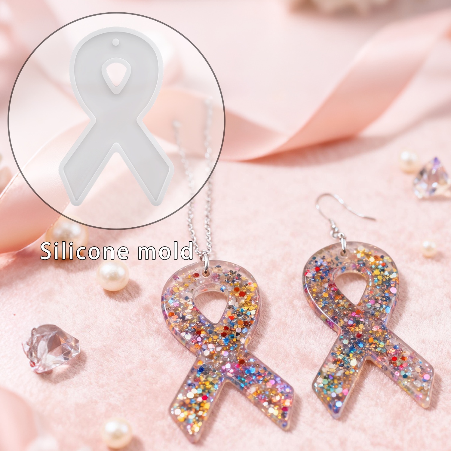 Resin Art Heart - DIY Heart-Shaped Ribbon Earrings and Keychain