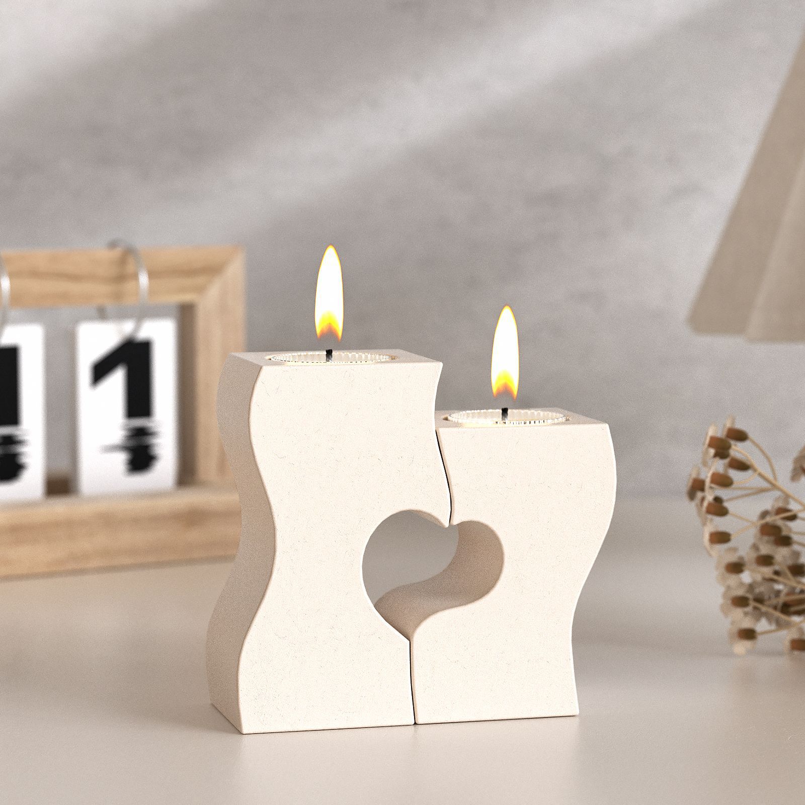 Resin Art Mould - S Heart Candlestick Silicone Molds DIY