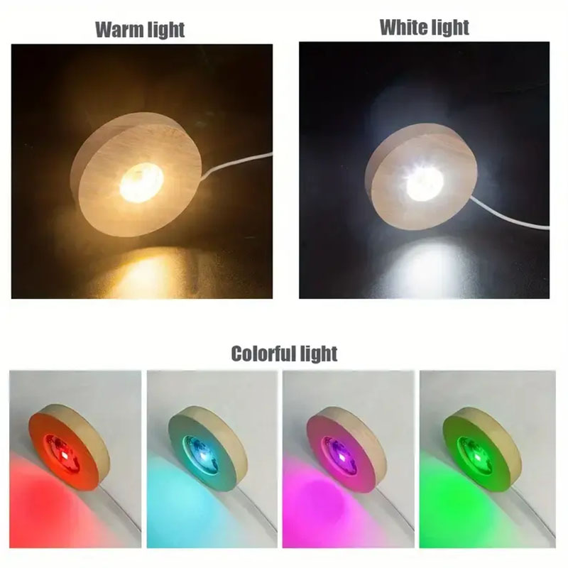 Wood Round LED Night Light Bas - Resin Art Stand 评论和价格