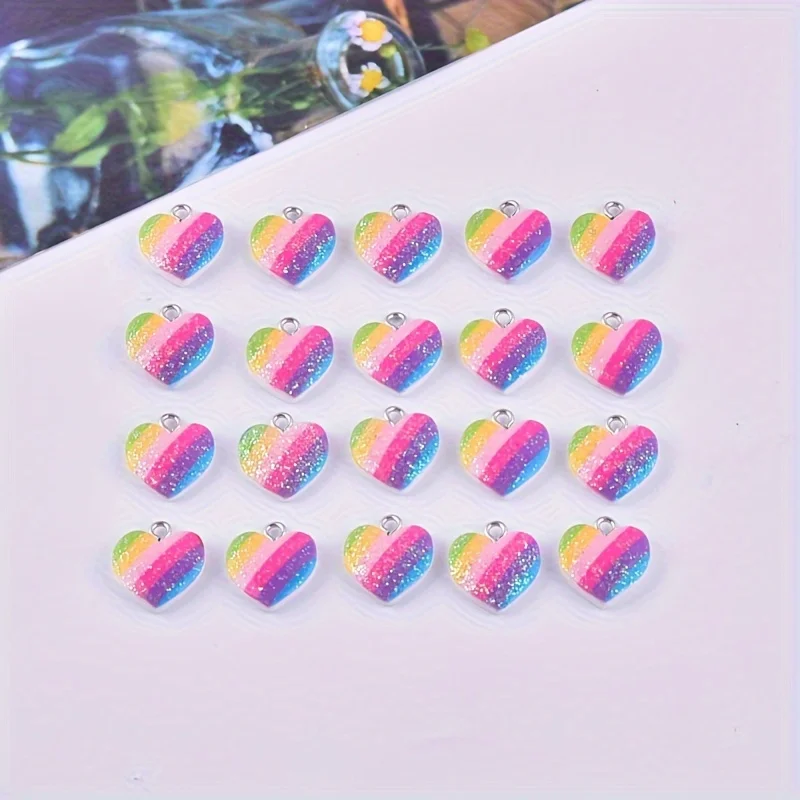 10Pcs Colorful Heart Resin Cha - Resin Art Heart 评论和价格