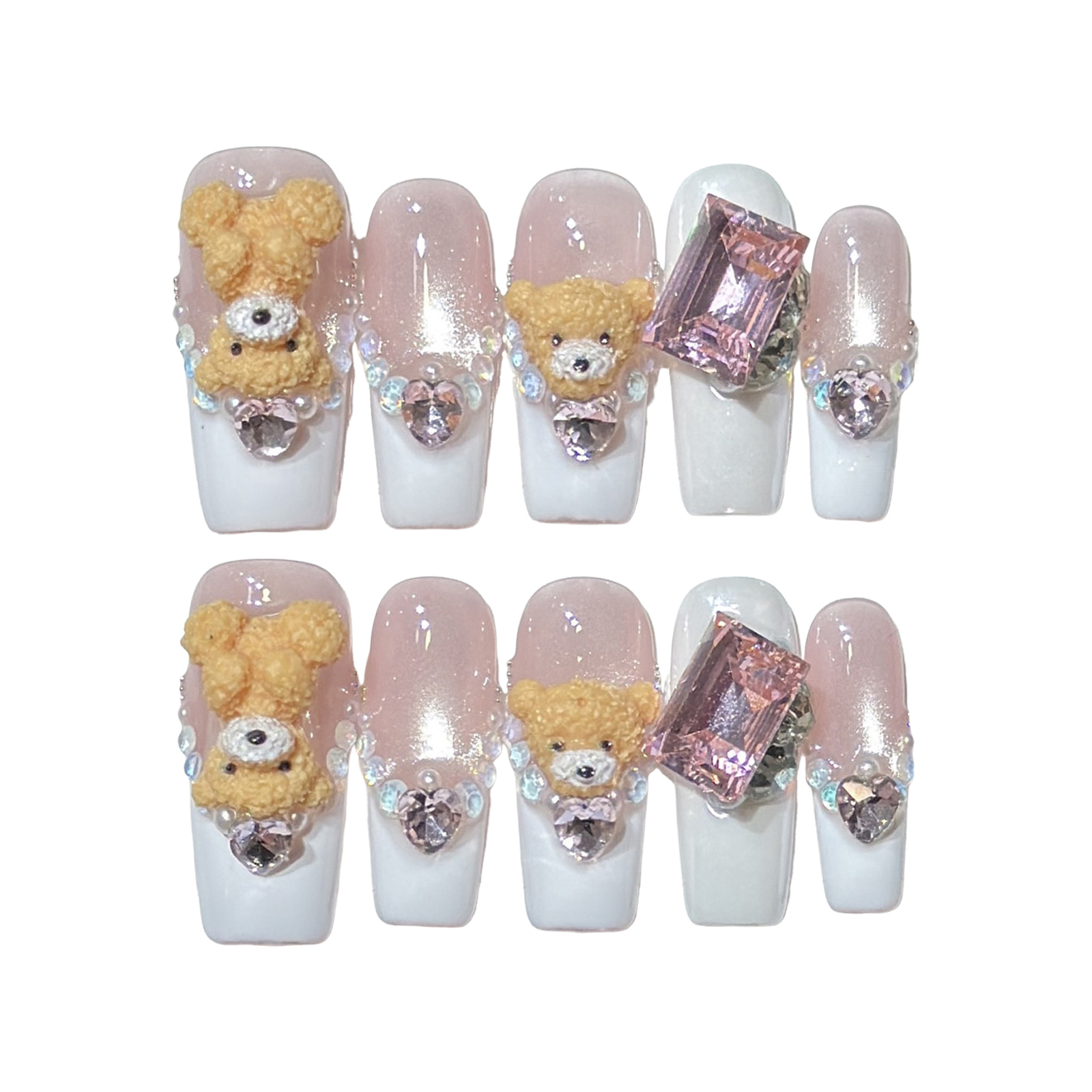 10pcs 3D Cartoon Bear Cat Eyes - Resin Art Heart 评论和价格