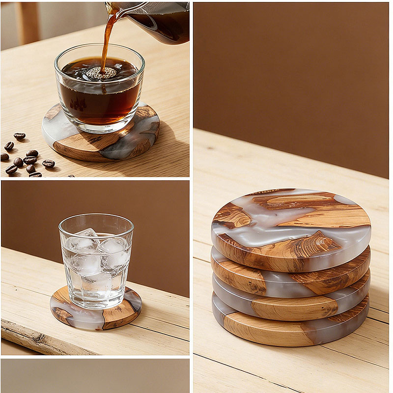Drink Coaster Set, Wooden Bar  - Resin Art Coasters 评论和价格