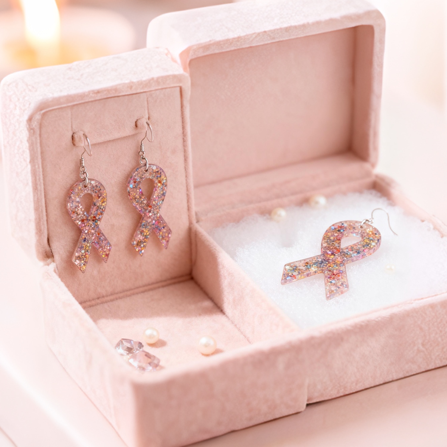 DIY Heart-Shaped Ribbon Earrin - Resin Art Heart 评论和价格