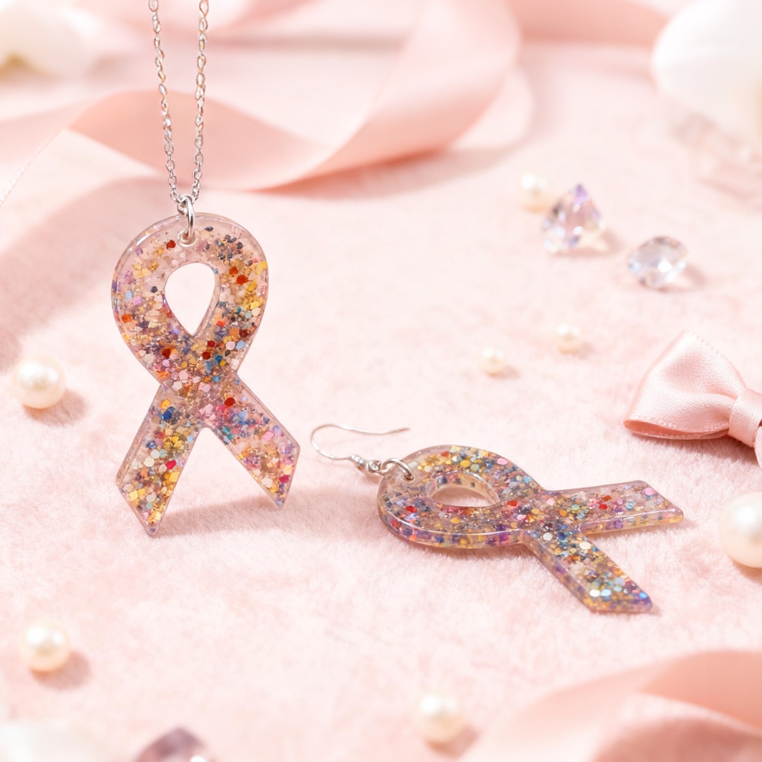 DIY Heart-Shaped Ribbon Earrin - Resin Art Heart 评论和价格