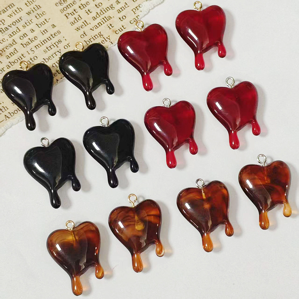 10pcs Drop Blood Heart-shaped  - Resin Art Heart 评论和价格