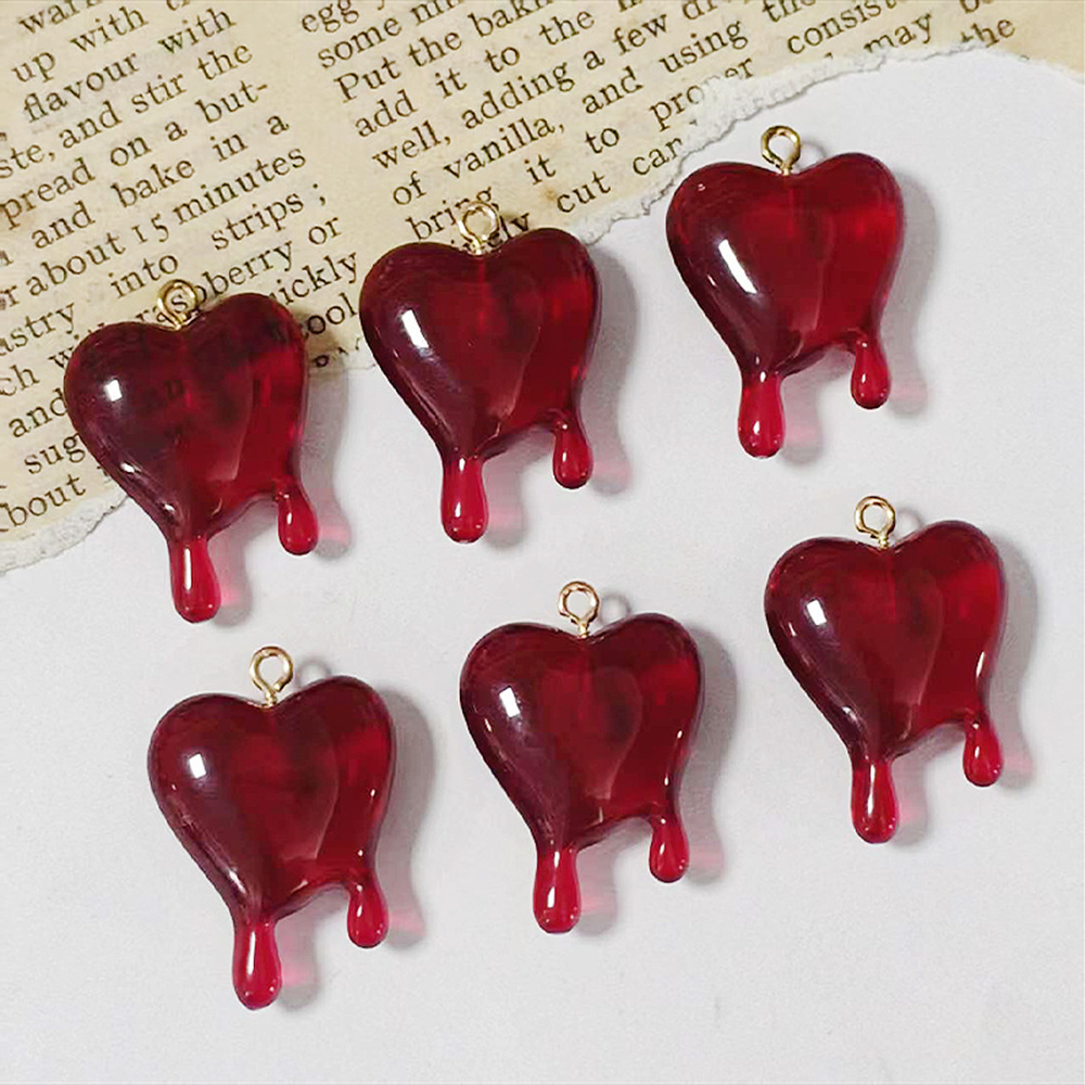 10pcs Drop Blood Heart-shaped  - Resin Art Heart 评论和价格