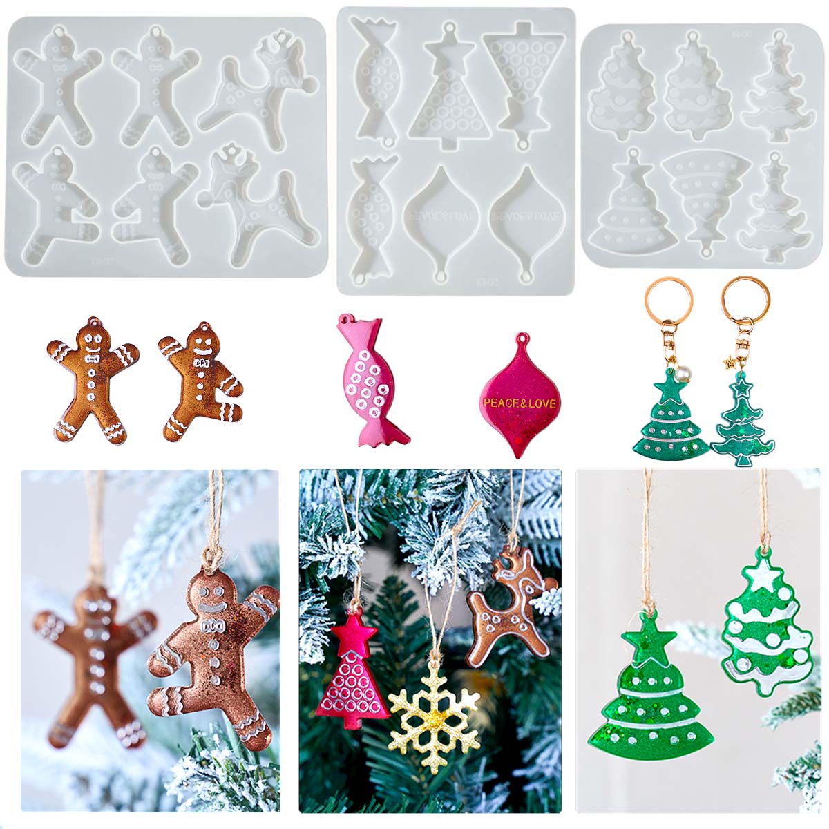 Christmas Series Earrings Pend - Resin Art Mould 评论和价格