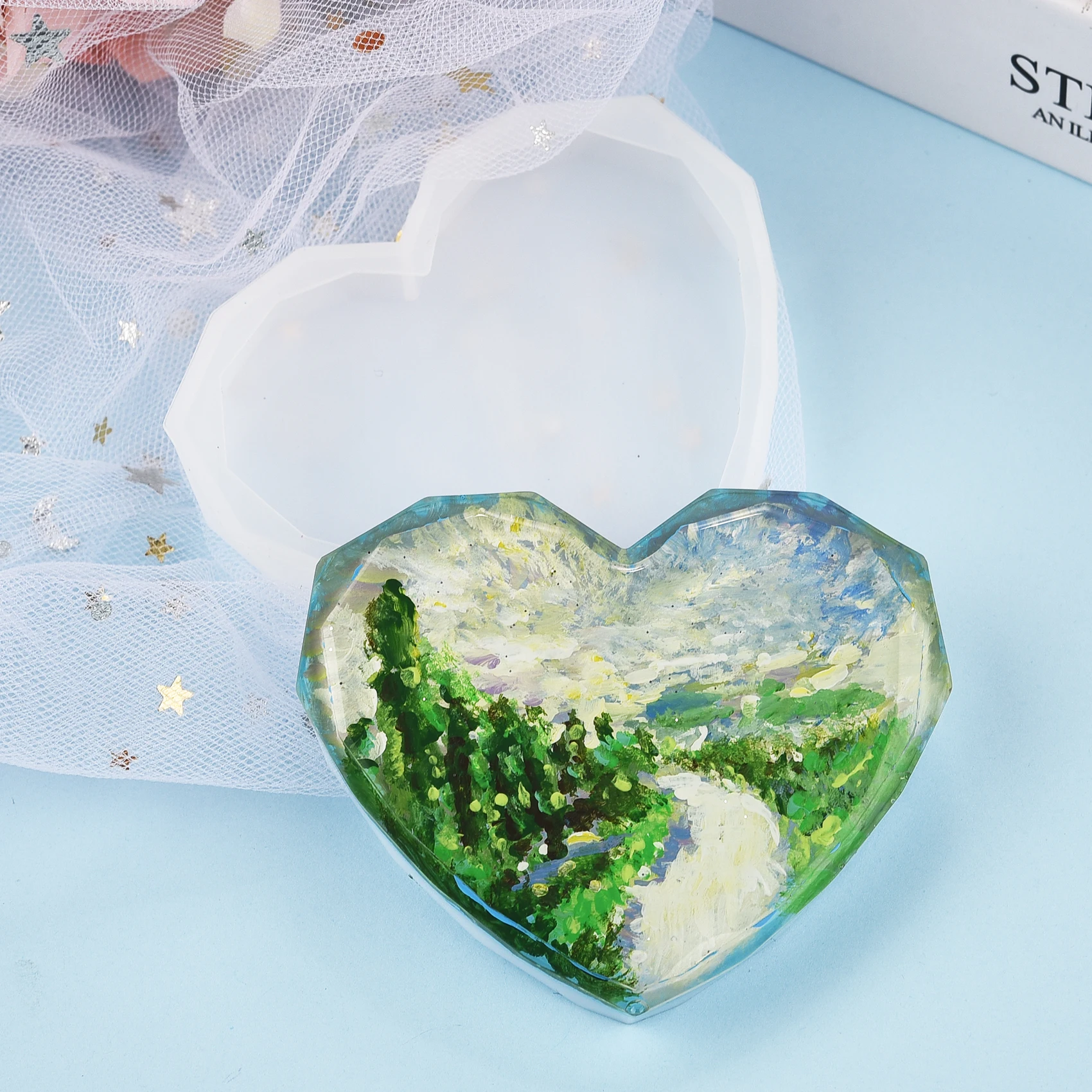 Resin Coaster Silicone Mold Ca - Resin Art Heart 评论和价格