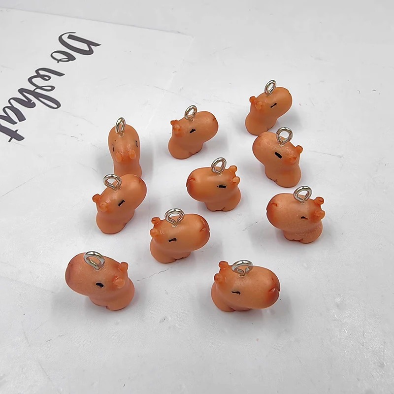 10pcs Cute Small Capybara Char - Resin Art Keychain 评论和价格