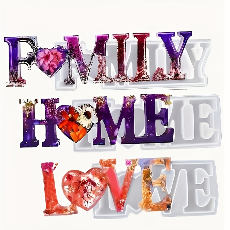 3Pcs Heart Slogan Silicone Res - Resin Art Heart 评论和价格