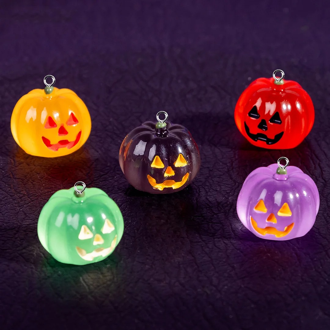 5Pcs Kawaii Luminous Pumpkin R - Resin Art Keychain 评论和价格