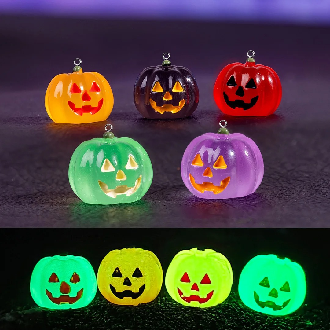 5Pcs Kawaii Luminous Pumpkin R - Resin Art Keychain 评论和价格
