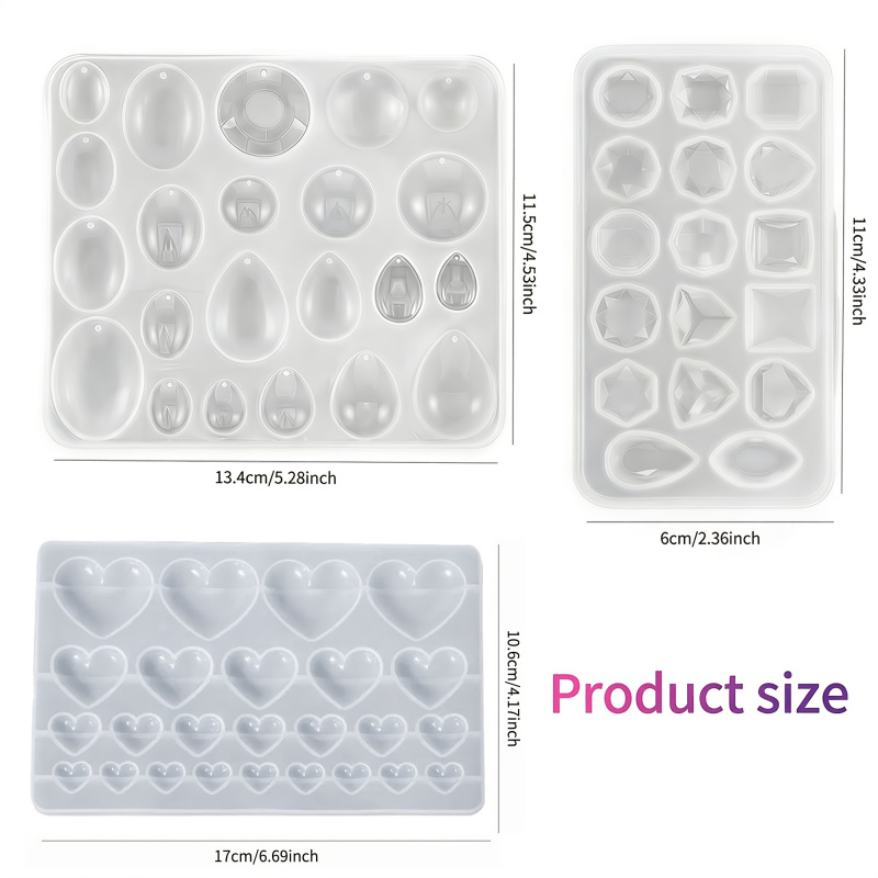 3Packaged Gemstone Silicone Mo - Resin Art Heart 评论和价格